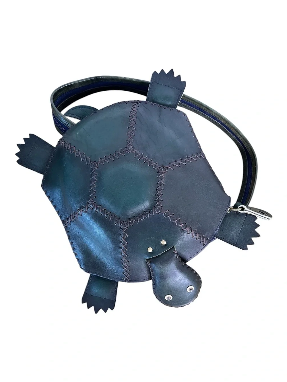 Handmade Green Turtle Leather Backpack Shoulder Bag OOAK Artisan Purse Unique